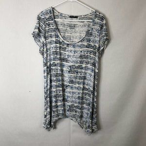 Max Jeans Womens Multicolor Printed Asymmetric Hem Scoop Neck Casual Top Size XL
